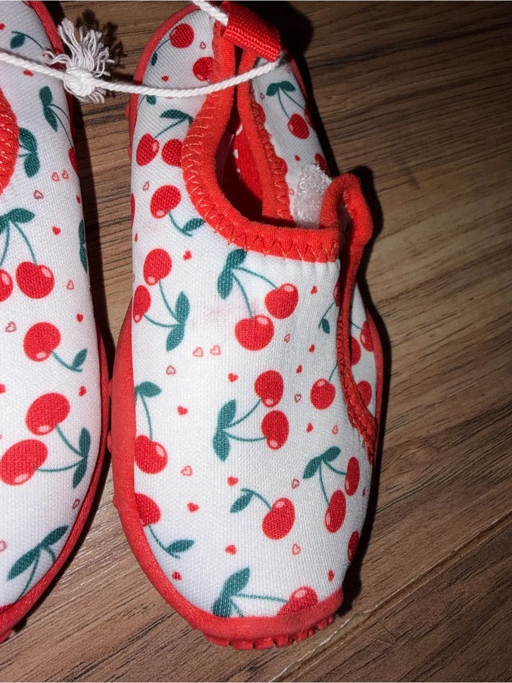 Lily & Dan White Red Cherry Print Water Shoes NWOT Toddler Girls 5/6